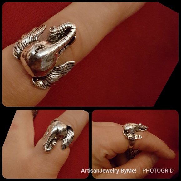 Sale💗Cuff+RingSet💕Elephants Adj.Cuff Modern Ring - Picture 4 of 4